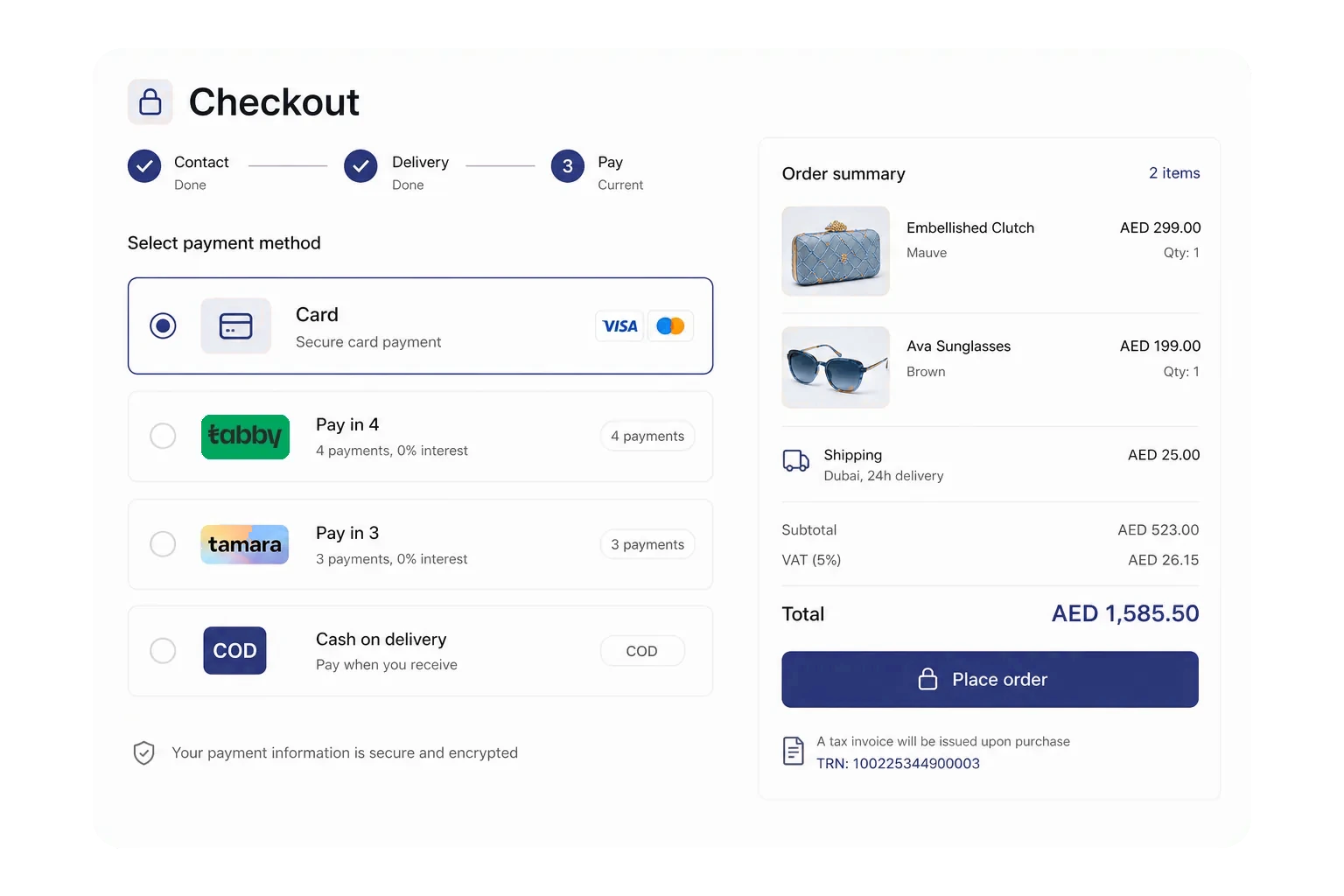 Online store checkout with regional payment options
