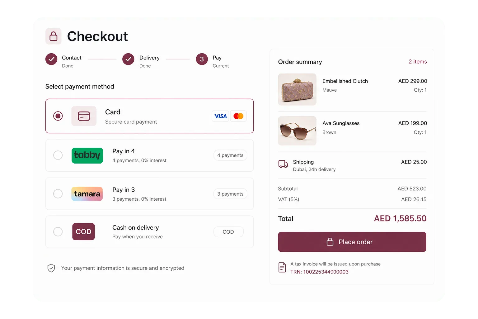 Online store checkout with regional payment options